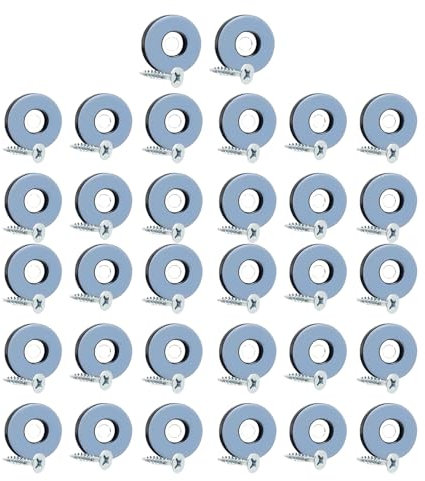 32 Pezzi di Feltrini in Teflon da Avvitare di Diametro 22 mm con 32 Viti in Acciaio Inossidabile, Set di Piedini per Mobili, Teflongleiter, Protezione Efficace per Mobili e Sedie