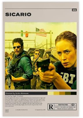 GJHTQLP Sicario-Poster, Filmposter, Leinwandposter, Schlafzimmer-Dekoration, 50 x 75 cm