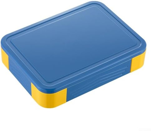 Fiambrera infantil de 1330 ml con cubiertos prácticos y protección contra fugas (azul y amarillo)