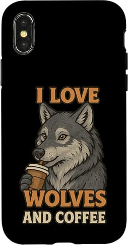 Wölfe und Kaffee - lustiger Wolf Hülle für iPhone X/XS