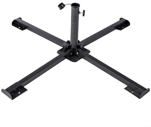 WIIYENA Pied de parasol d'extérieur pliable en métal pour terrasse, jardin, auvent, tonnelle avec mât réglable de 2,5 à 4 cm de diamètre