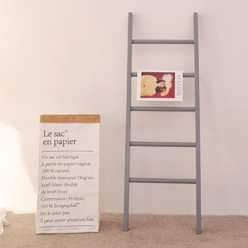 Scala in legno autoportante – Scaffale multi-livello per asciugamani, coperte e vestiti, organizer salvaspazio per bagno, soggiorno, camera da letto