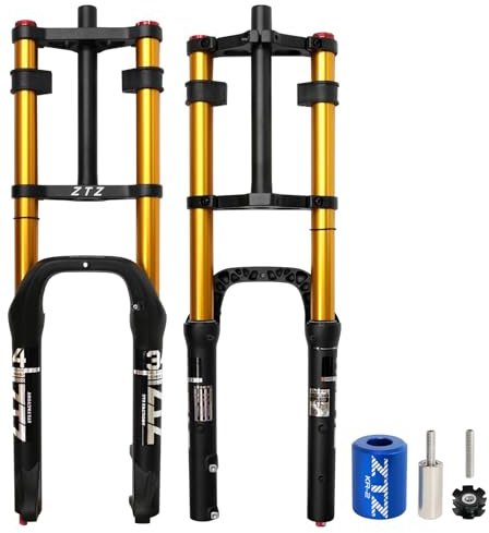26 Inch 4.0 Fat Tire Bike Air Suspension Fork - 180mm Travel, 135mm Hub Spacing, Rebound Adjust Straight Tube MTB Manual Lockout QR 9mm, Double Shoulder Bicycle Front Forks for Fat Snow Beach E-Bike