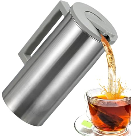 Yjkedfh Jarra De Agua De Metal,Jarra De Con Tapa Y Gran Capacidad En Acero Inoxidable - Recipiente Con Asa Antideslizante Para Bebidas Frías Y Calientes Como Cerveza Café O