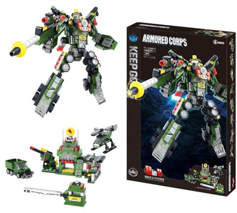 SGM 8-in-1 Robot Transforming Build Set – 721 Piece Modular Mech & Vehicle Blocks – STEM Toy for Kids & Teens - BB057