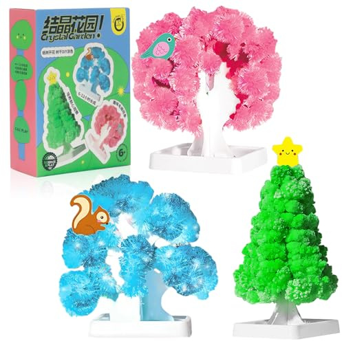 Kristallzucht-Set, 3-in-1 Mini-Weihnachtsbaum Kristalle Selber Züchten-Kit | Magische Weihnachtsbaum Kristall-Anzucht-Set Magischer Papier Baum DIY Kristallwachstum Kit Wissenschaft Geschen