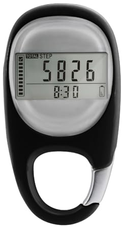 mophrati Electronic Pedometer Precise for Men Women and Children No Phone Needed ABS Mountaineering Buckle Pedometer, Black