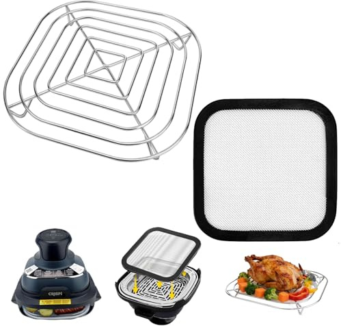Grille de Cuisson et Grille Anti Projection Magnétique pour Ninja CRISPi Friteuse, Grille en Acier Inoxydable SUS304 pour Récipient en Verre 3,8L Accessoires pour Ninja Crispi Air Fryer FN101EU