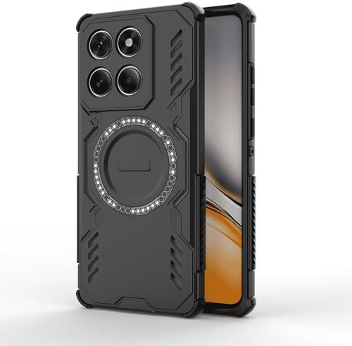 Techsuit für Motorola Edge 60, Edge 60 Fusion Hülle mit Magnetring, Stoßfest, Verstärkte Ecken, Kameraschutz, Anti Rutsch Textur, Erhöhte Kanten, ArmorMag Case Series, PC TPU Hybrid, Schwarz