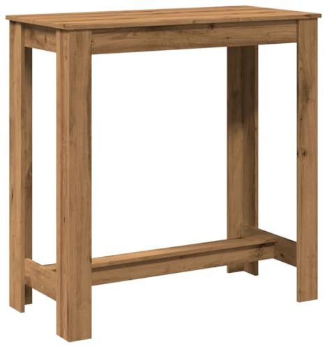 Qnhdfrt Mesa de bar en roble Artisan, moderna mesa alta 102 x 50 x 103,5 cm de madera, mesa alta estrecha para cocina, comedor y salón, barra estable con soporte de pared