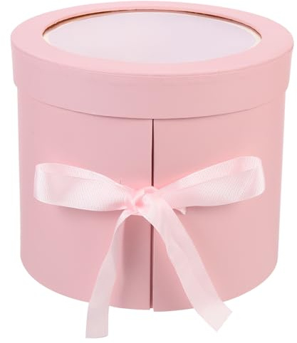 YARNOW Boîte à Fleurs Ronde Double Couche en Papier et Tissu, Légère et Pratique, pour Gypsophile et Rose, Emballage de Fleurs Fraîches, Thanksgiving et Saint-valentin