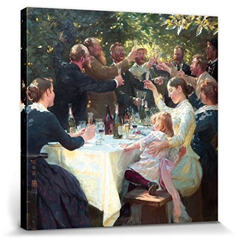 1art1 Peter Severen Kroyer Poster Hip, Hip, Hurra! Künstlerfest In Skagen, 1888 Bilder Leinwand-Bild Auf Keilrahmen | XXL-Wandbild Poster Kunstdruck Als Leinwandbild 70x70 cm