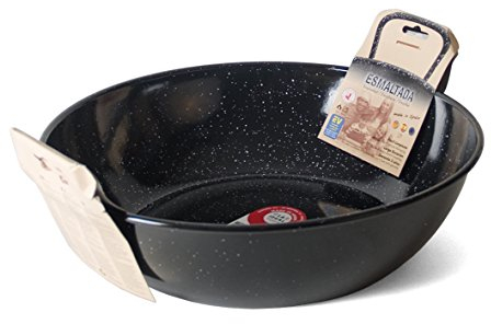 GARCIMA 5020013 Sartén Doble Honda con Asas Esmaltada, Acero, Negro, 45 x 38 x 11 cm