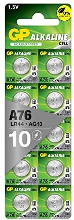 GP L1154f Knopfzellen | kompatibel mit Batterien LR44 / AG13 / V13GA / 76A | 10 Stück Knopfbatterien Longlife Alkaline 1,5V (ohne Quecksilber)
