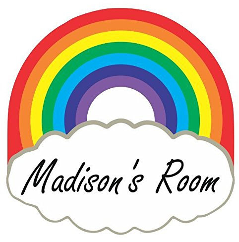 Laserables Rainbow and Cloud Personalised Door Name Plaque Boy or Girls Bedroom Room Sign