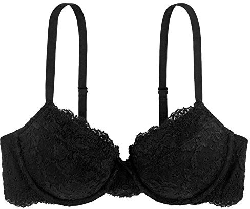 Dorina Spitze Lace BH, 3/4-Schale Demi Damen Comfort leicht gepolsterter Bügel-BH, Lianne D17163A, Schwarz ,70A