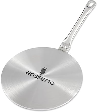 ROSSETTO Disco Adaptador para placa de inducción, Adaptador Induccion Acero inoxidable,redonda,19 cm,Difusores de calor,para sartenes de vidrio, ollas de cerámica y otros utensilios de cocina