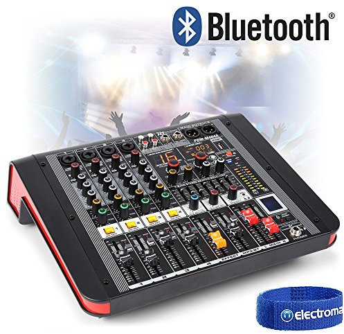 Power Dynamics PDM-M404A 4-Channel Powered PA Mixer with Built-in 400W Amplifier, USB MP3 Player, Bluetooth Audio Streaming & Multi-FX DSP Processor