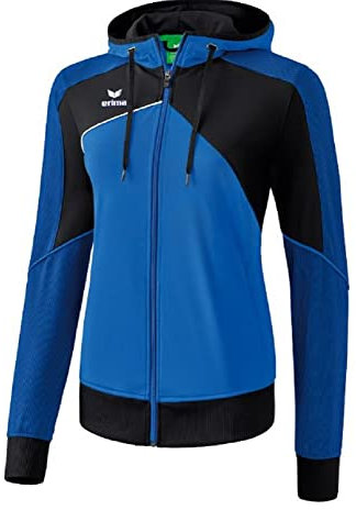 ERIMA Damen Jacke Premium One 2.0 Trainingsjacke mit Kapuze, new royal/schwarz/weiß, 34, 1071825