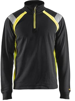 Blaklader 34321158 SWEATSHIRT MIT HALBEM REIßVERSCHLUSS, Schwarz/Gelb, grootte XL