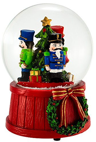 Kurt S. Adler Wind-Up Musical Nutcracker Snow Globe, vinyl, Resin