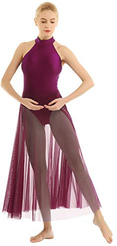 iiniim Femme Robe de Danse Classique Carnaval Ballerine Justaucorps Danse Latine Natation Longue Robe de Bain Plage Été Tulle Robes de Chambre sans Manche Taille Haute S-XXL Bourgogne X-Large
