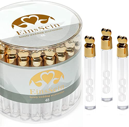 EinsSein 48x Seifenblasen Hochzeit Lovegläschen Box Gold high Gloss | Gastgeschenke für die goldene Hochzeit Taufe Geburtstag Valentinstag Verlobung Party| Hochzeitsseifenblasen mit Freudentränen
