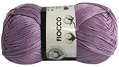 filati italiani Cotone Fiocco. 100% Cotton, 50g (125m) per Uncinetto e Maglieria (Lilla - 7410)