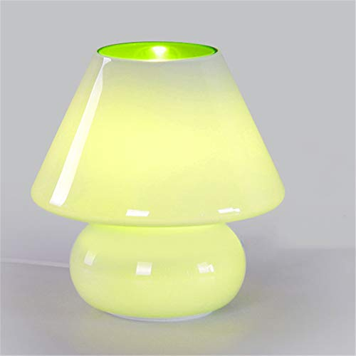 FLYFO Pilz Glas Tischlampe, Kreativ Berühren Sensor Dimmen Schlafzimmer Lampe, Niedlich Schreibtisch Licht Geschenk Für Kinder, E27 Nachtlampe, Wohnzimmer Nachttischlampe, Φx H: 24 X 24 cm,Grün