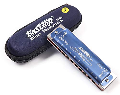 Blues-Mundharmonika mit 10 Löchern, T008K, diatonische Blues-Mundharmonika mit Etui, professionelle Mundharmonika, 20 Töne, für Anfänger, Studenten, Erwachsene und professionelle Spieler (Tonart Bb)