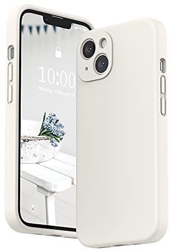 SURPHY Compatible with iPhone 13 Case with Screen Protector, Liquid Silicone Protection for Each Lens Shockproof Thickened Rubber Cover for iPhone 13 6.1 inch 2021, White
