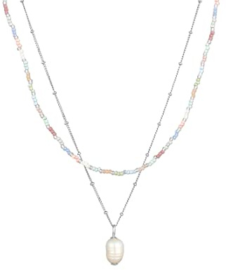 Elli Halskette Damen Beads Barock Layer mit Süßwasserzuchtperle 925 Silber