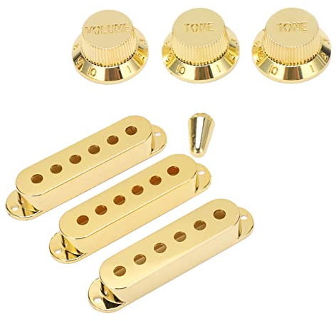 E Gitarren Parts Guitars Switches Tip Set 3Pcs Guitar Pickup mit Knob Hat und Switch Cap Golden Guitar Pickup Cover Kn?pfe f¡§1r E Gitarre