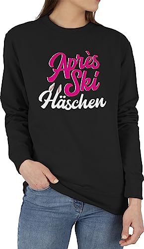Sweater Pullover Sweatshirt Herren Damen - Skiurlaub Apres - Après Ski Häschen - weiß/Fuchsia - M - Schwarz - apre Geschenk Party Fahren après+ski+Party mit Apres+ski Outfit apreski Pulli