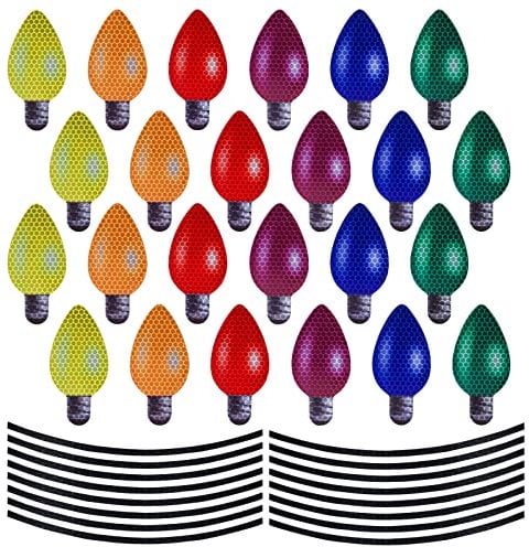 TOYMIS 40pcs Christmas Car Refrigerator Decorations, 24pcs Reflective Bulb Light Magnets and 16pcs Magnetic Wires Holiday Lights Magnet Set for Christmas Festival Car Mail Box Window Decorations