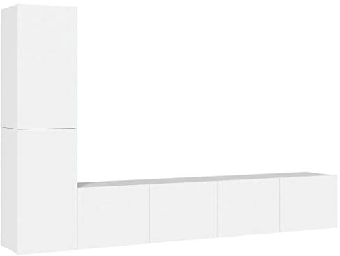 vidaXL TV Schrank Set 4-TLG. Wohnwand Schrankwand Anbauwand Hängeschrank Lowboard TV Möbel Fernsehschrank Wandschrank HiFi-Schrank Weiß Holzwerkstoff