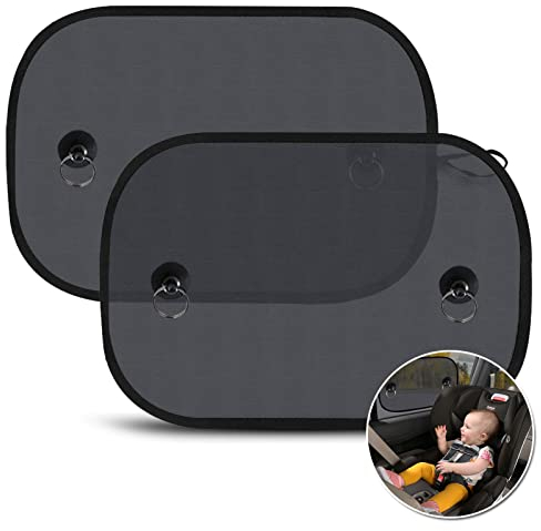 LEWONPO Sonnenblende Auto Baby, Sonnenschutz Auto Baby mit UV Schutz, Universelle Auto Sonnenblende für Seitenfenster, Autofenster Sonnenschutz Kinder mit Saugnäpfen, 48 x 32.5 cm (2 Stück)