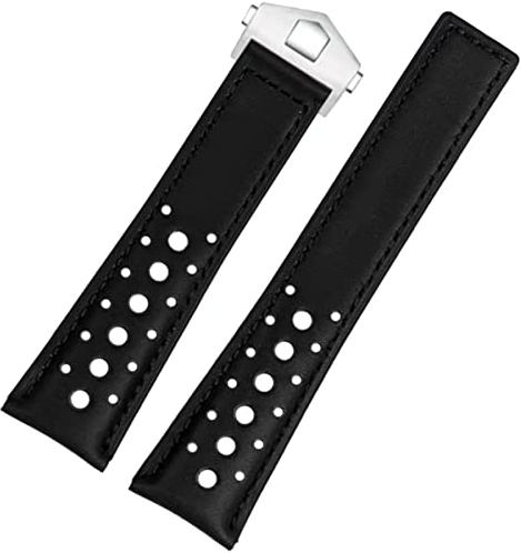 FOUUA Uhrenarmband 22mm for TAG Heuer Monaco Leder Echtleder-Uhrenarmband mit Blauen Schwarz Armband Uhrenarmband Ersetzen for TAG Heuer Monaco for TAG Heuer Carrera Aquarace Serie
