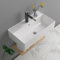 Lofeyo - Fregadero flotante rectangular de porcelana blanca de 21 x 12 pulgadas, para baño, con agujero central para grifo
