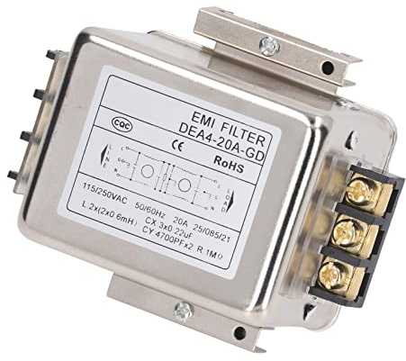 Uadme Netzfilter, DEA4-20A-GD EMI Filter Leistungsfilter, 115V 250V 20A 50/60Hz Einphasenfilter, Klemmenblock Verbindung