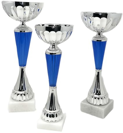 Generico Tris Coppe Premio Trofei Sportivi • 3 Coppe Oro/Nero in ABS con Base in Marmo per Bambini e Adulti – Trofei Personalizzabili per Eventi, Gare, Scuole