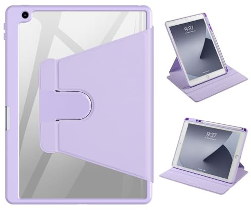 ProtUTab Rotating Case 10.2 Compatible with iPad 9th Generation(2021)/8th Generation(2020)/7th Gen(2019),360 Degree Rotating Stand Cover, Multi-Angle Viewing Folio Cover with Pencil Holder