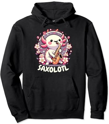 Kawaii Saxolotl Lustiges Axolotl spielendes Saxophon Pullover Hoodie