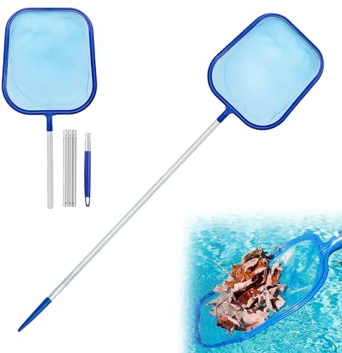 JJYHEHOT Recoge Hojas para Piscinas, Piscina Net Leaf Skimmer con Poste Telescópico, Red de Hoja de Piscina de Malla Fina para Piscina, Spas, Estanques, Jacuzzis