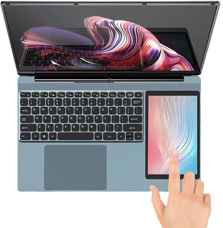 Touch screen per laptop a doppio schermo da 15,6 + 7 pollici Notebook da gioco due in uno Studente Design per ufficio aziendale Portatile,16G+256G