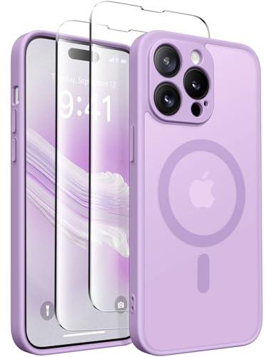 CAPRARO Magnetic for iPhone 14 Pro Case, [Compatible with MagSafe] [Full Camera Protection] Shockproof Protective Slim Translucent Matte Phone Case for iPhone 14 Pro 6.1'', Elegant Purple