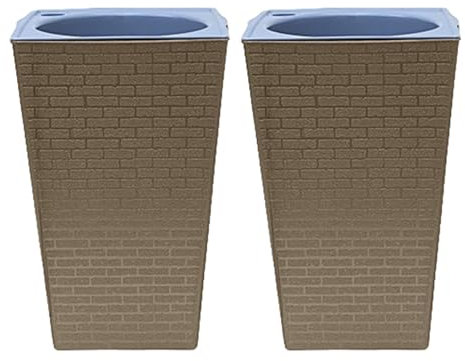 Fioriera alta per esterni, alta, quadrata, con manico, per esterni, 2 pezzi, irrigazione automatica, multifunzionale, con fori di ventilazione, per piante e fiori da interno