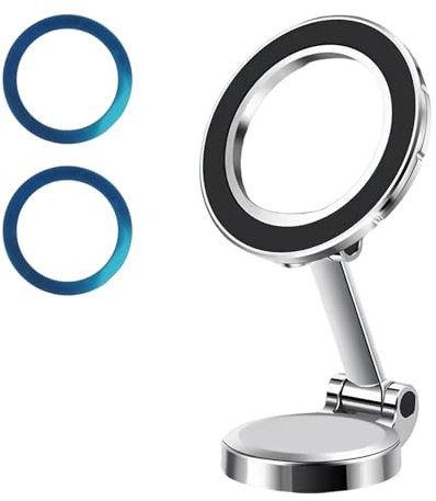 Soporte Móvil Coche, Metal Soporte Magnetico Movil Plegable, 360°Rotation Magnetic Phone Holder Compatibles con 15 14 13 Pro MAX, Galaxy, Smartphones