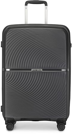 British Traveller Hartschale Koffer Trolley PP Handgepäck Reisekoffer Groß 100 Liter mit 4 Spinnerräder Rollkoffer TSA-Schloß Teleskopgriff Suitcase(Schwarz)