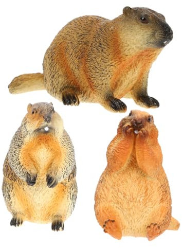 HOMOCONO 3stücke Murmeltierstatue Simulation Wildlife Ornament Tierfigur Dekoration Für Haus Büro Schreibtisch Murmeltierfigur Modell